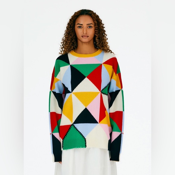 Tibi Patchwork Intarsia Sweater - Picture 1 of 9
